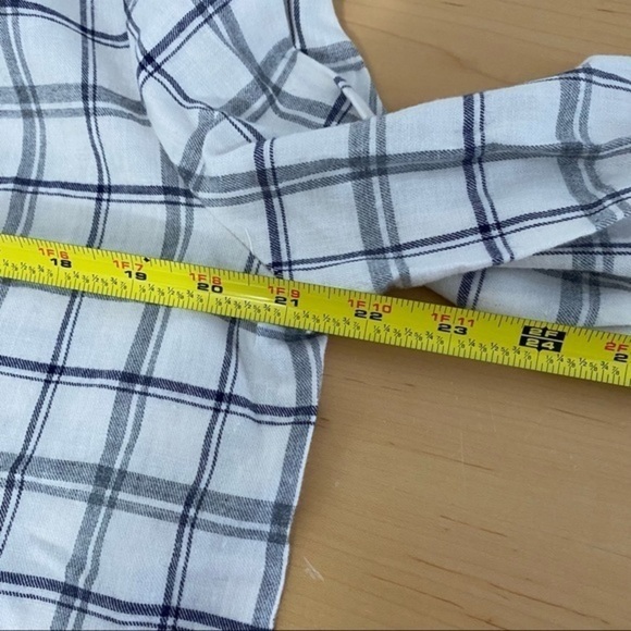 Drew Jackson Plaid Ruffle Detail Shirt Ivory/Grey - Picture 14 of 15